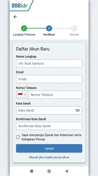 Cara Mudah Daftar Akun 888idr untuk Android
