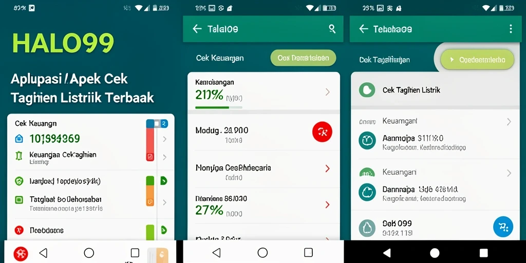 Antarmuka HALO99 untuk cek tagihan listrik yang user-friendly.