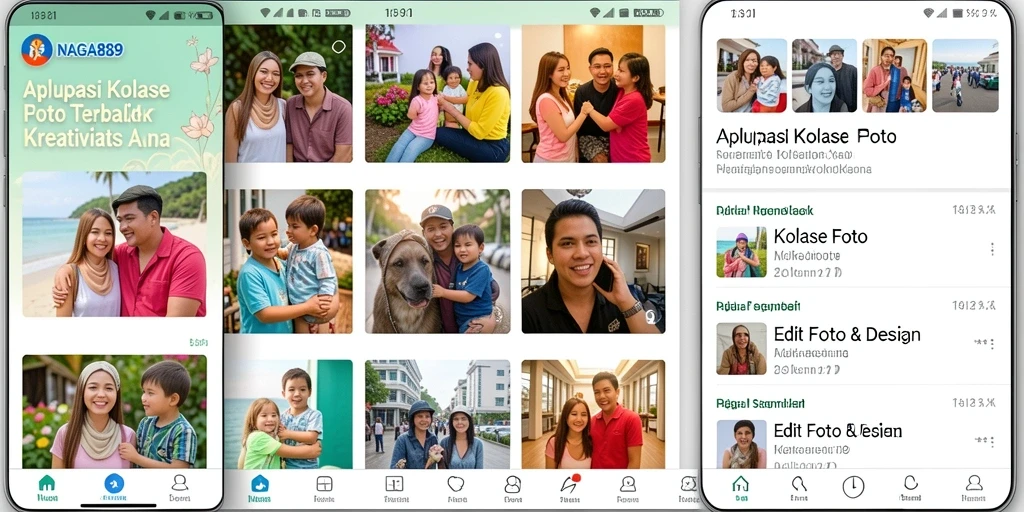 Antarmuka NAGA889 dengan fitur kolase foto yang menarik dan mudah digunakan.