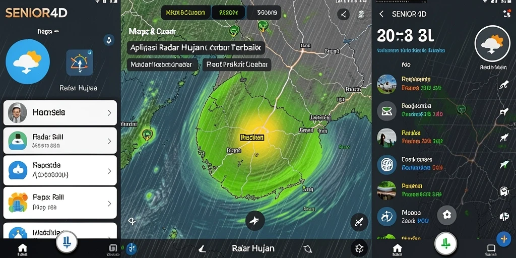 Tampilan antarmuka aplikasi SENIOR4D dengan fitur Radar Hujan.