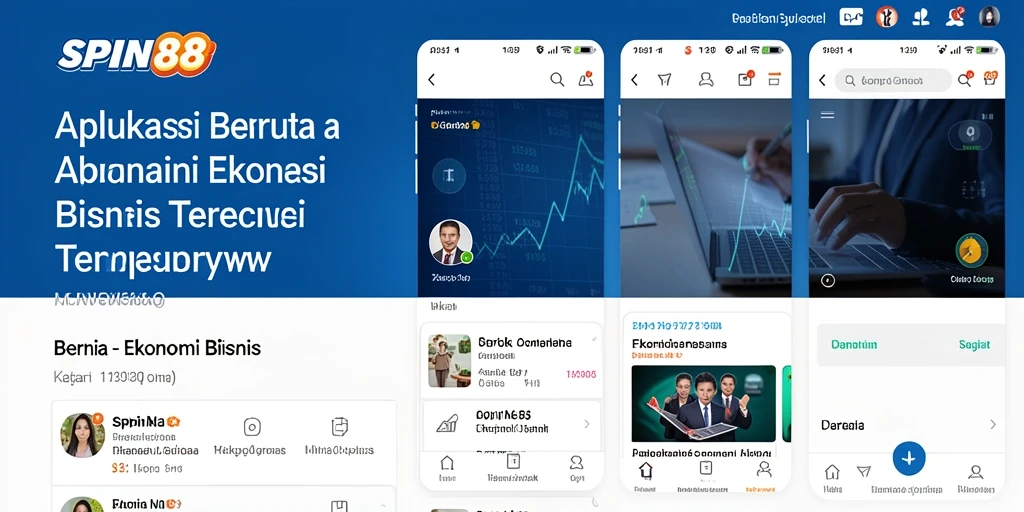 Antarmuka aplikasi SPIN88 yang menarik dan informatif untuk berita Ekonomi Bisnis.